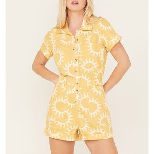 Show Me Your Mumu denim Cannon romper in Paradise Sun